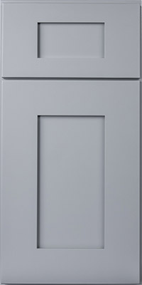 Close-up of a grey shaker cabinet door style